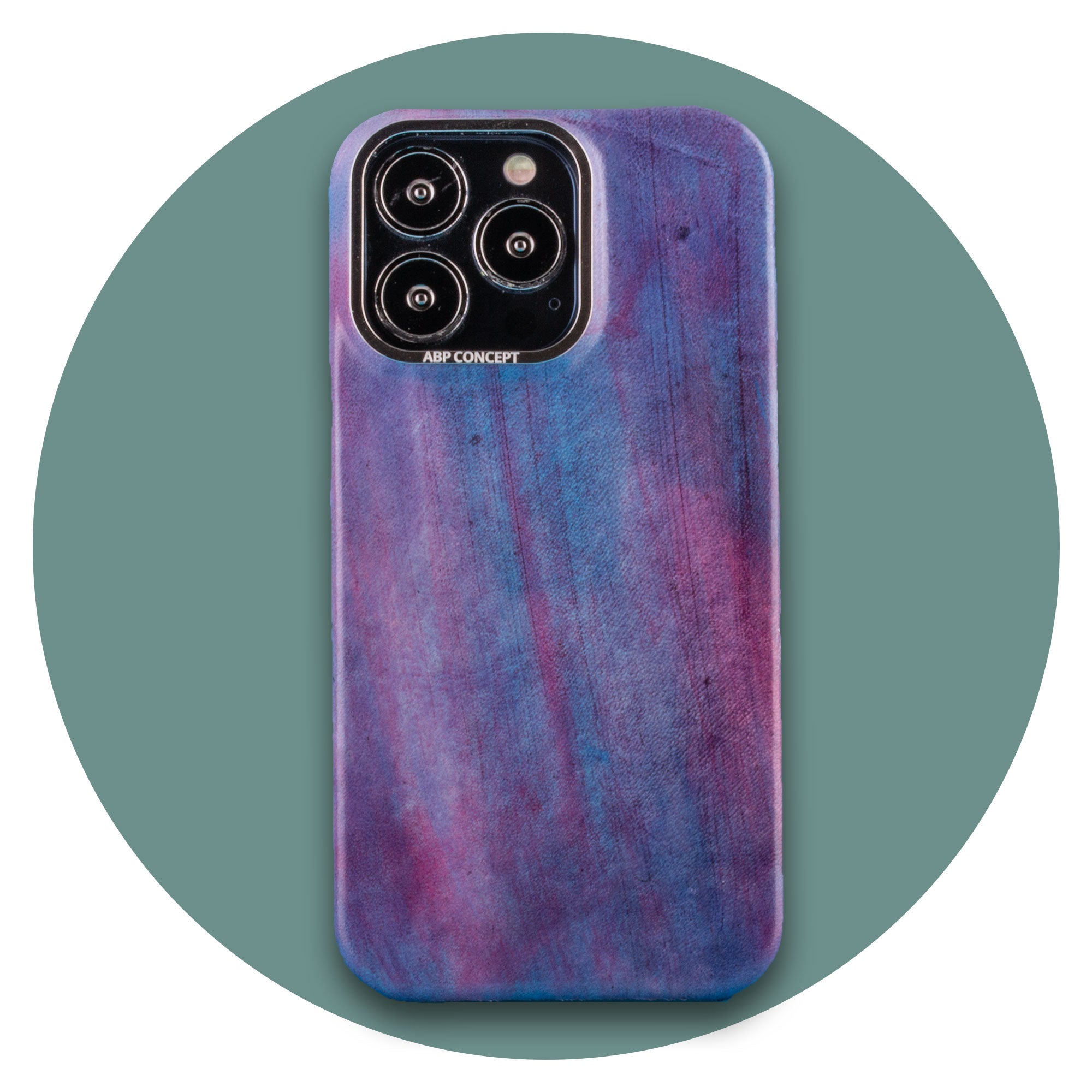 Vente exclusive  - Coque cuir pour iPhone 13 Pro - Veau "patina" bleu/violet