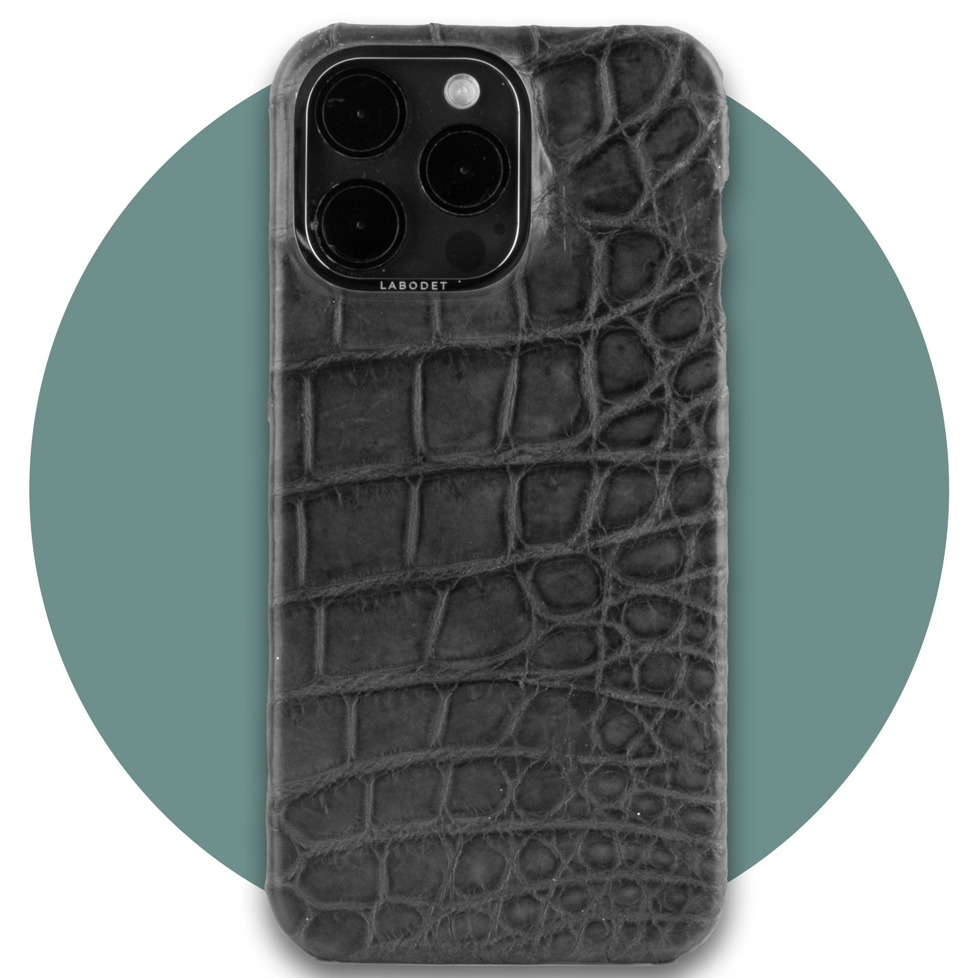 Clearance Sale - Leather iPhone case - iPhone 15 Pro Max - Grey alligator 2