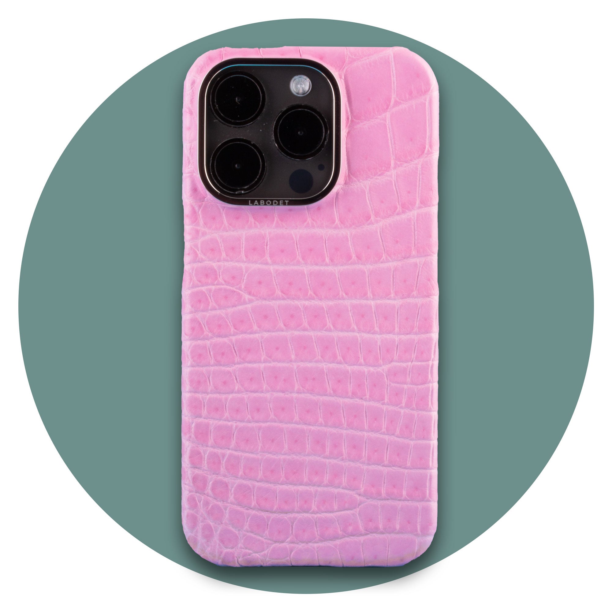 Vente exclusive - Coque cuir pour iPhone 15 Pro - Alligator rose