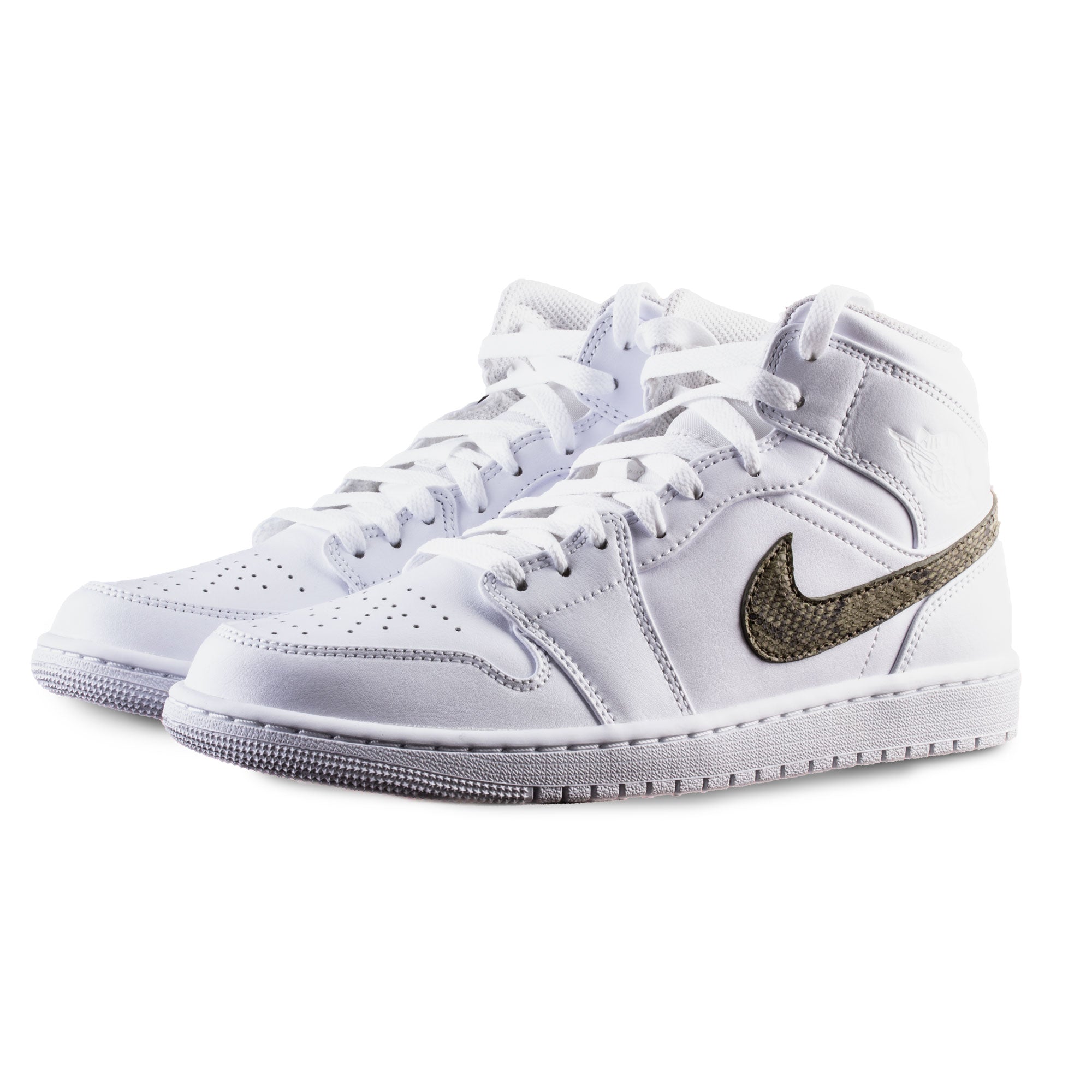 Sneakers Nike Air Jordan 1  - Custom Swoosh cuir - Python