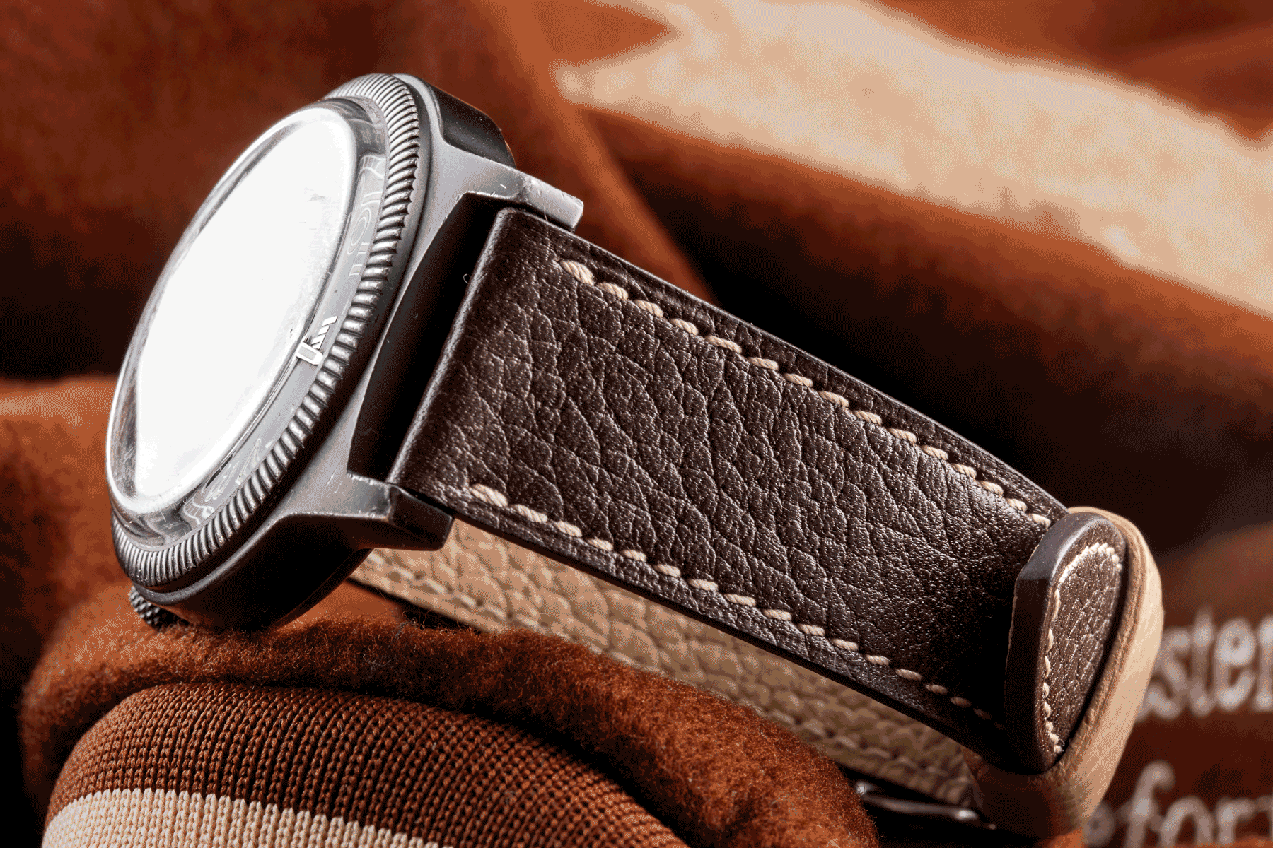 "Holi" leather watch band - Buffalo (black, blue, kaki, brown, pink)