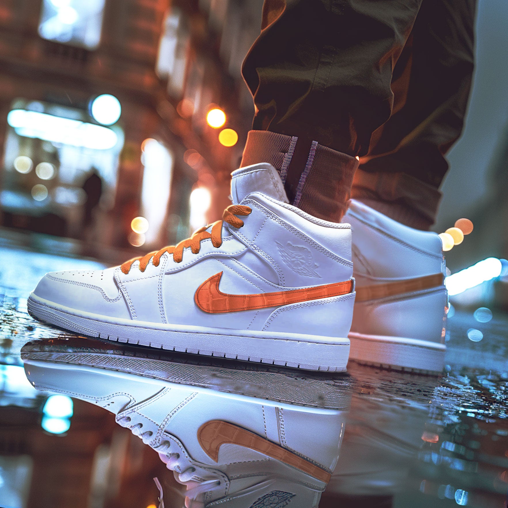 Sneakers Nike Air Jordan Custom Swoosh cuir Alligator – ABP