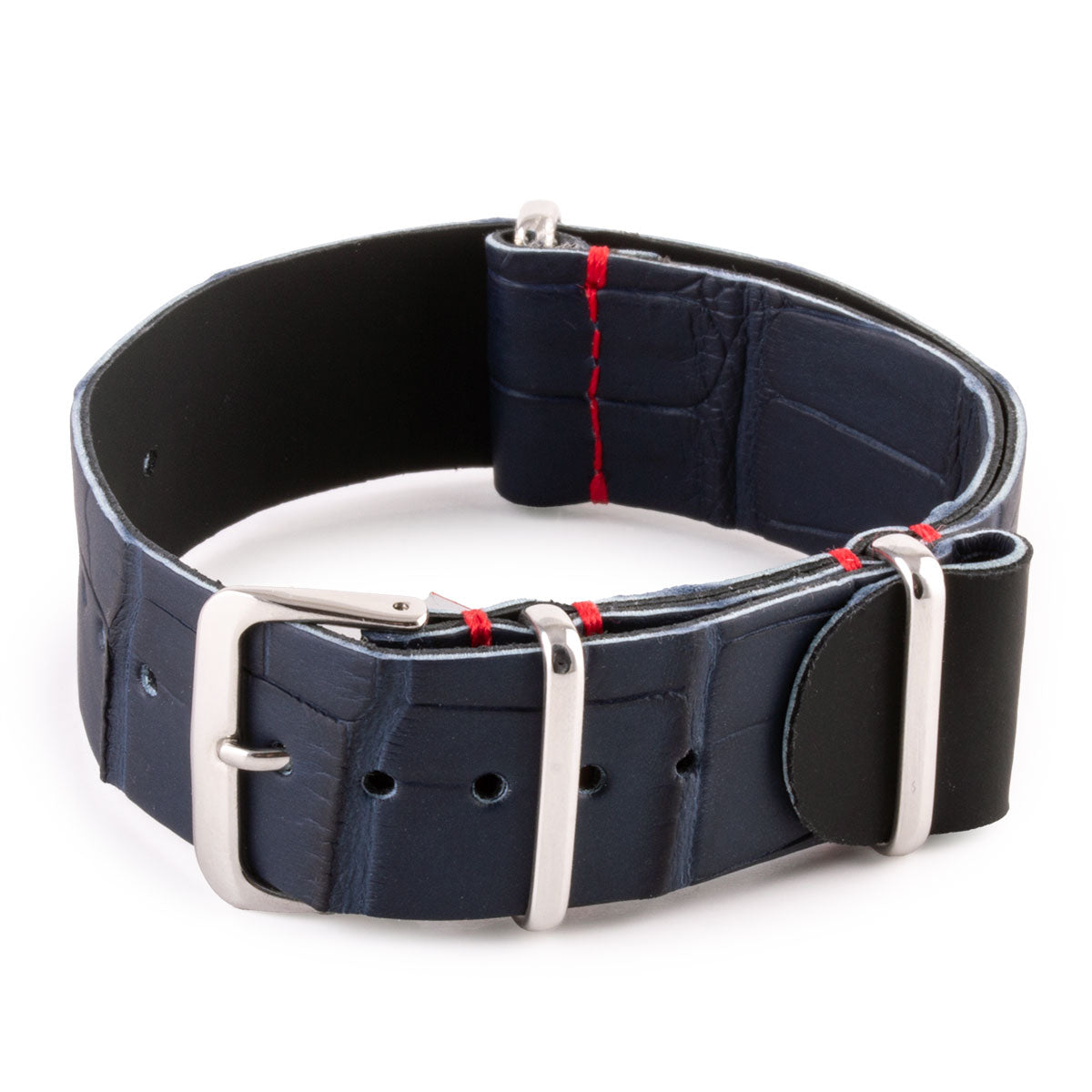 bracelet montre nato hanhart bleu blue alligator watch band strap