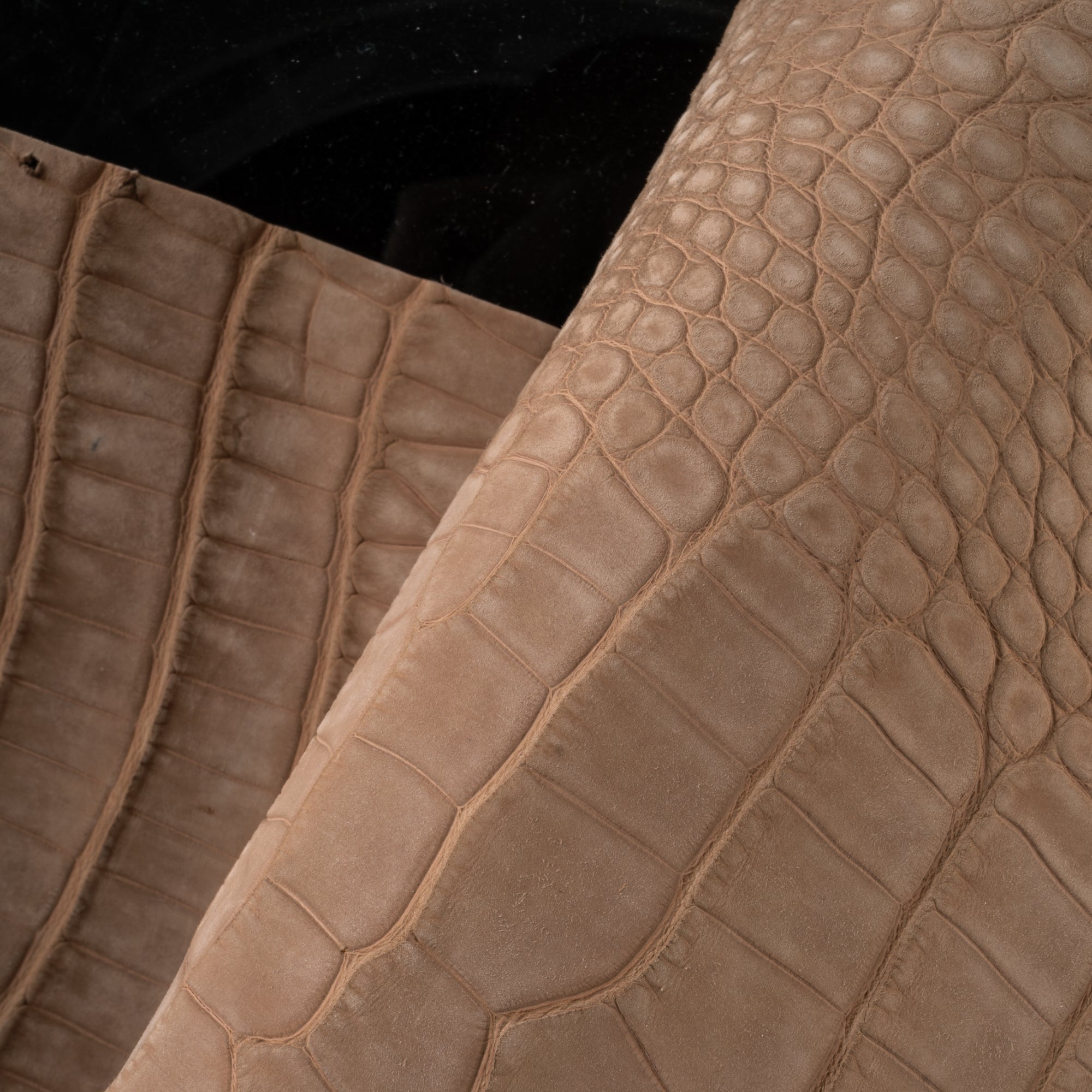 Classic "Onirique" leather watch band - Sand nubuck alligator