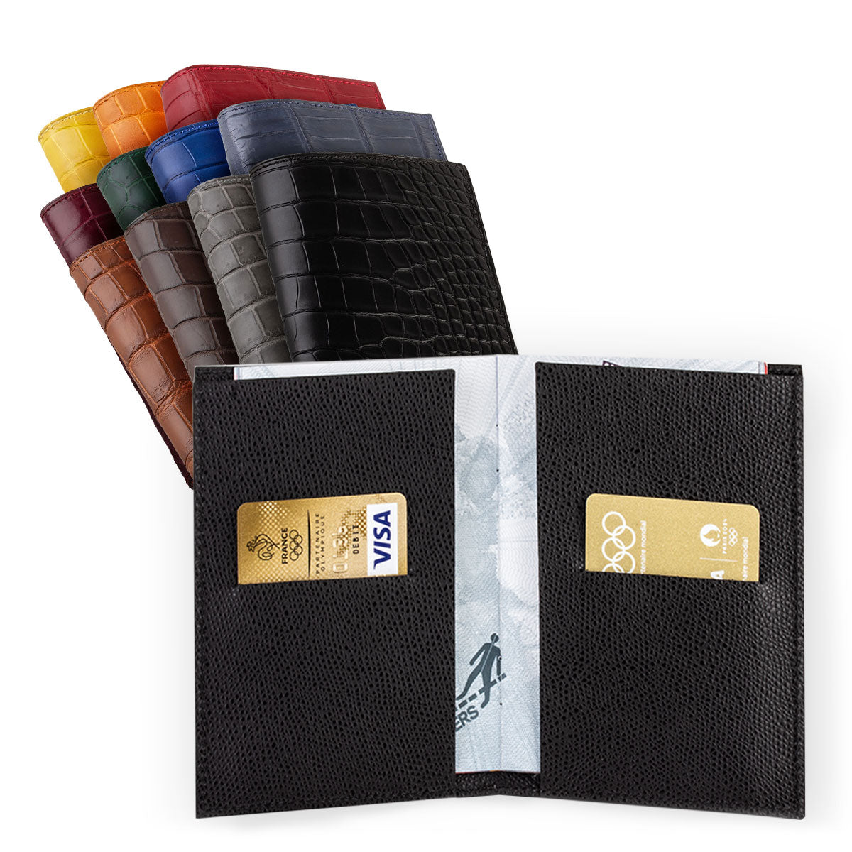 Leather Passport Holder "Essential" - Genuine alligator (black, blue, green, brown, orange...)