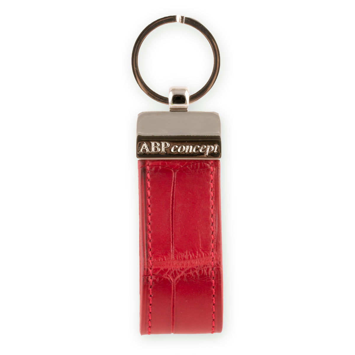 Porte clés cuir - COOPER - rouge / noir (rond)