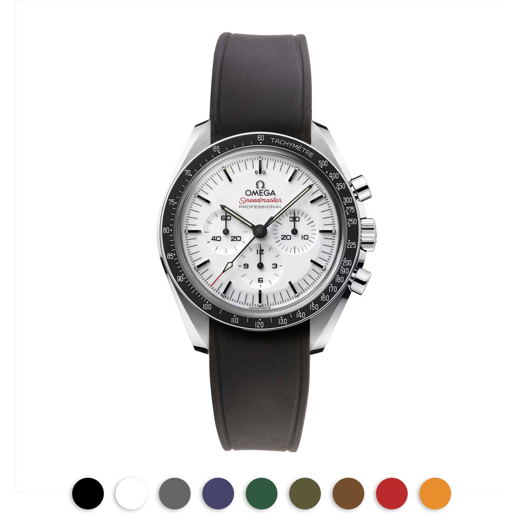 Omega Speedmaster Integrated rubber watch band (black, brown