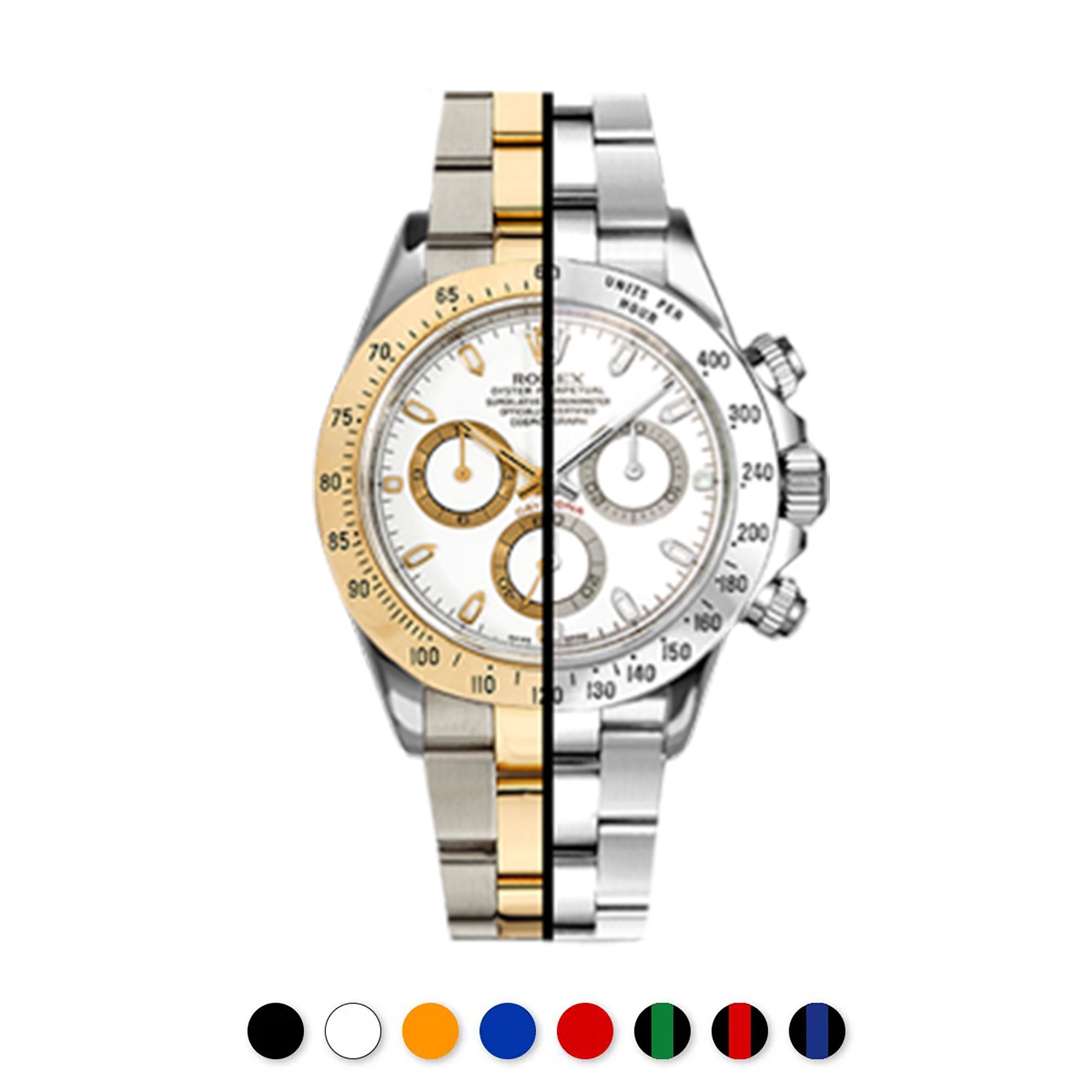 Rolex - Rubber B - Bracelet caoutchouc Daytona Oyster Bracelet acier, bicolore et or jaune (Pre-2023) - Série boucle ardillon