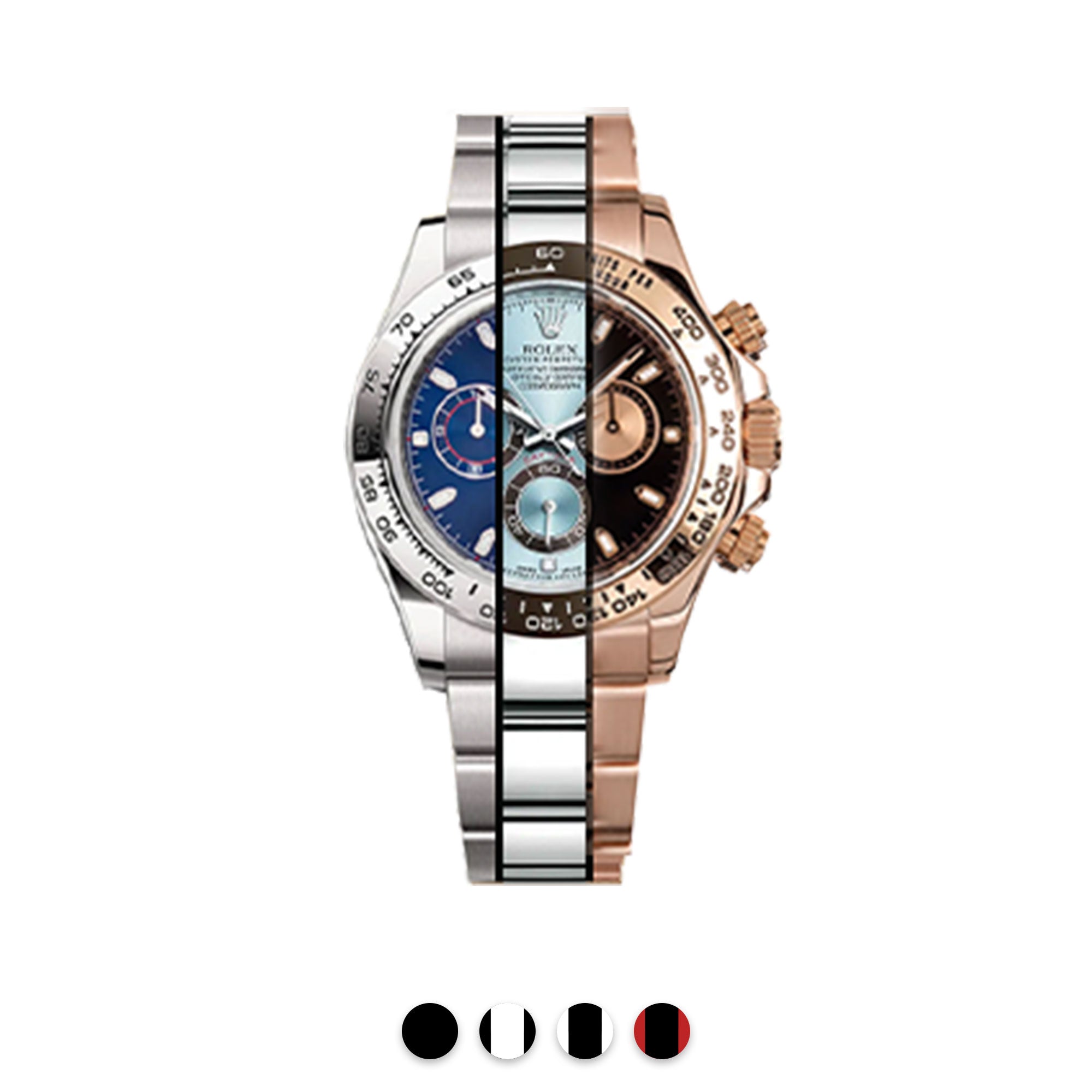 Rolex - Rubber B - Bracelet caoutchouc pour Daytona Oyster Bracelet Or blanc/Platine/Or rose (Pre-2023) - Série classique