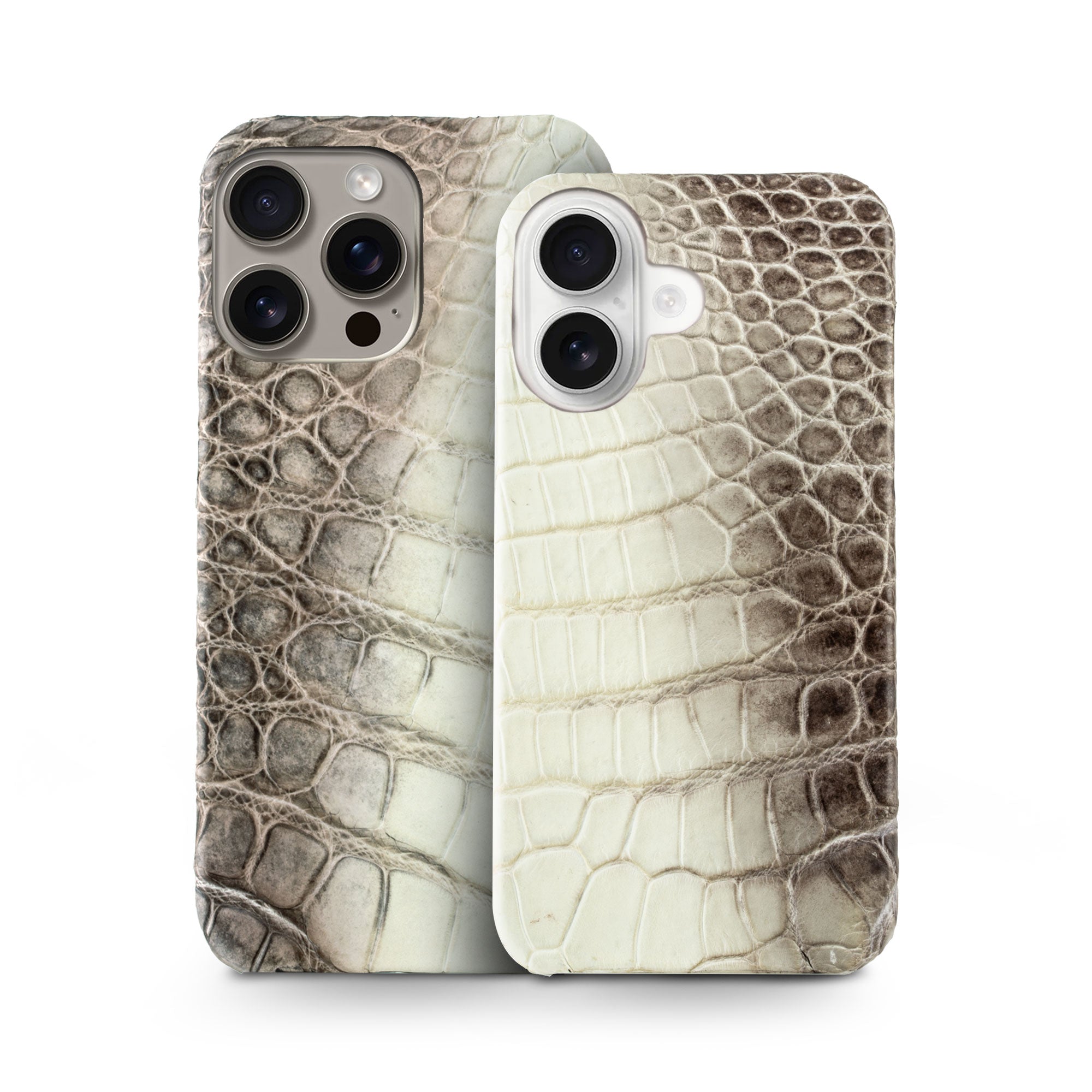 Coque cuir "Slim" pour iPhone 16 ( Tous modèles )  - Crocodile "Himalaya"