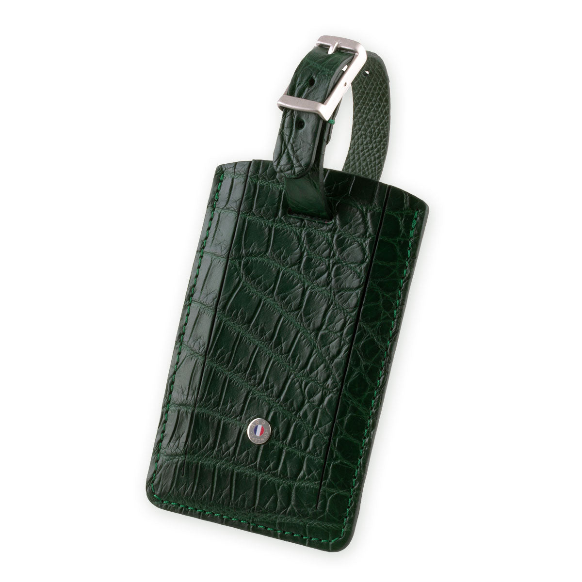 Leather luggage Tag "Essential" - Alligator (black, blue, green, brown, orange...)
