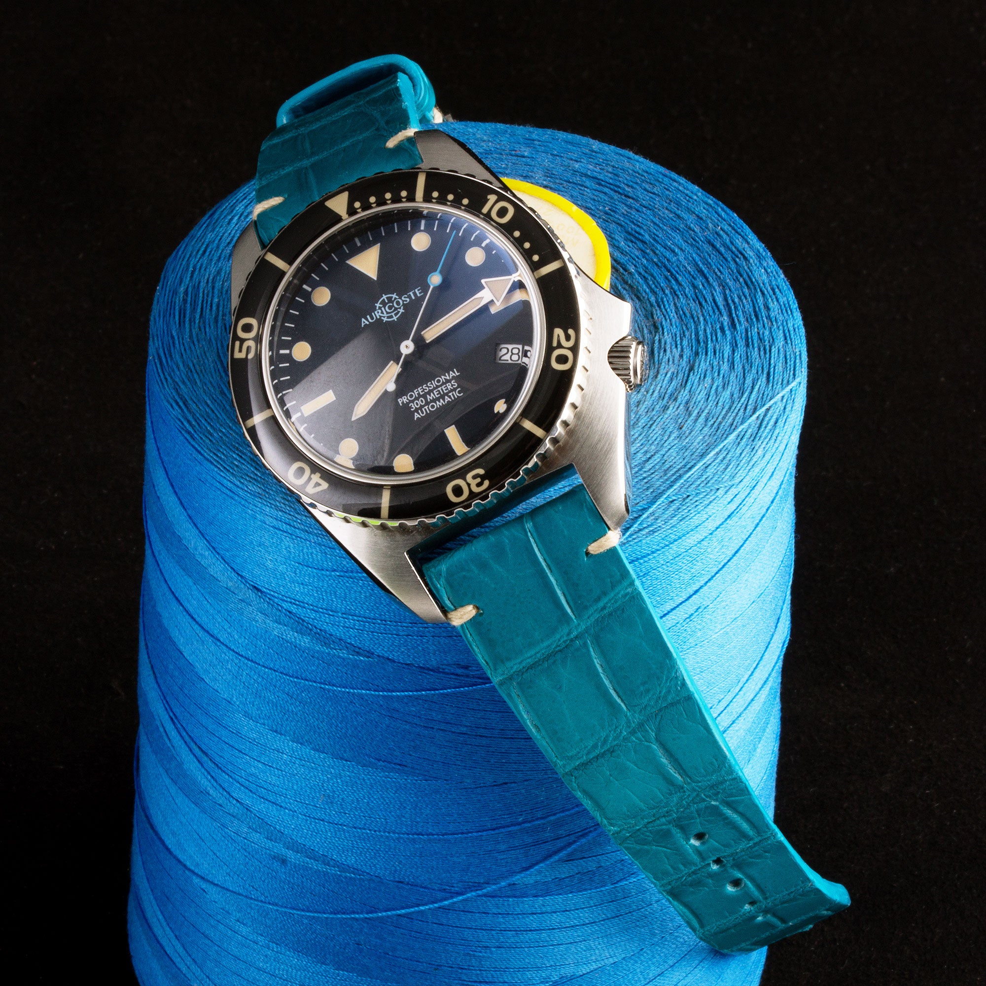 Bracelet Vintage premium - Bracelet montre cuir - Alligator (noir, marron, gris, bleu, kaki, rouge...)
