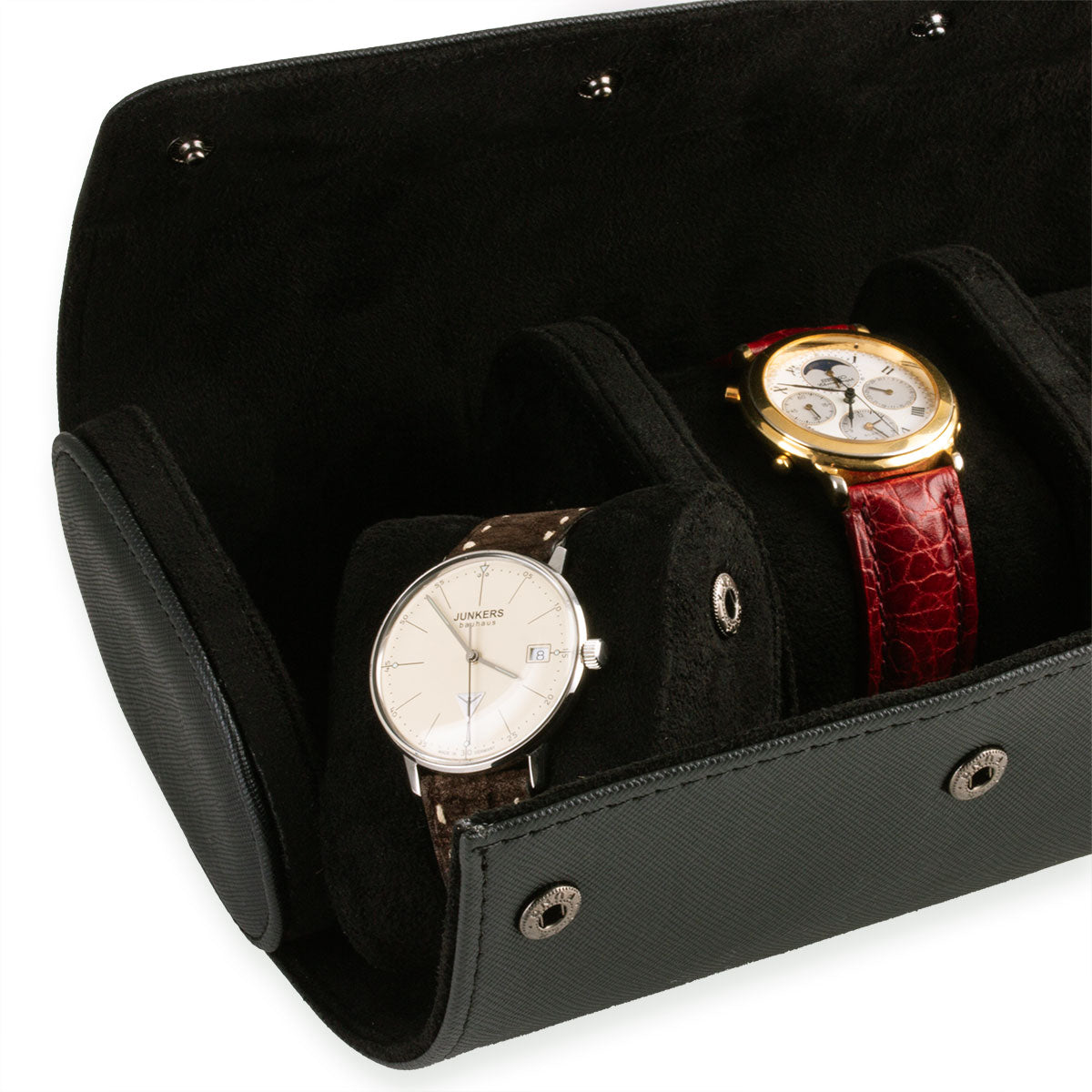 Travel case - Watch roll for 3 watches - Black, grey, blue, brown