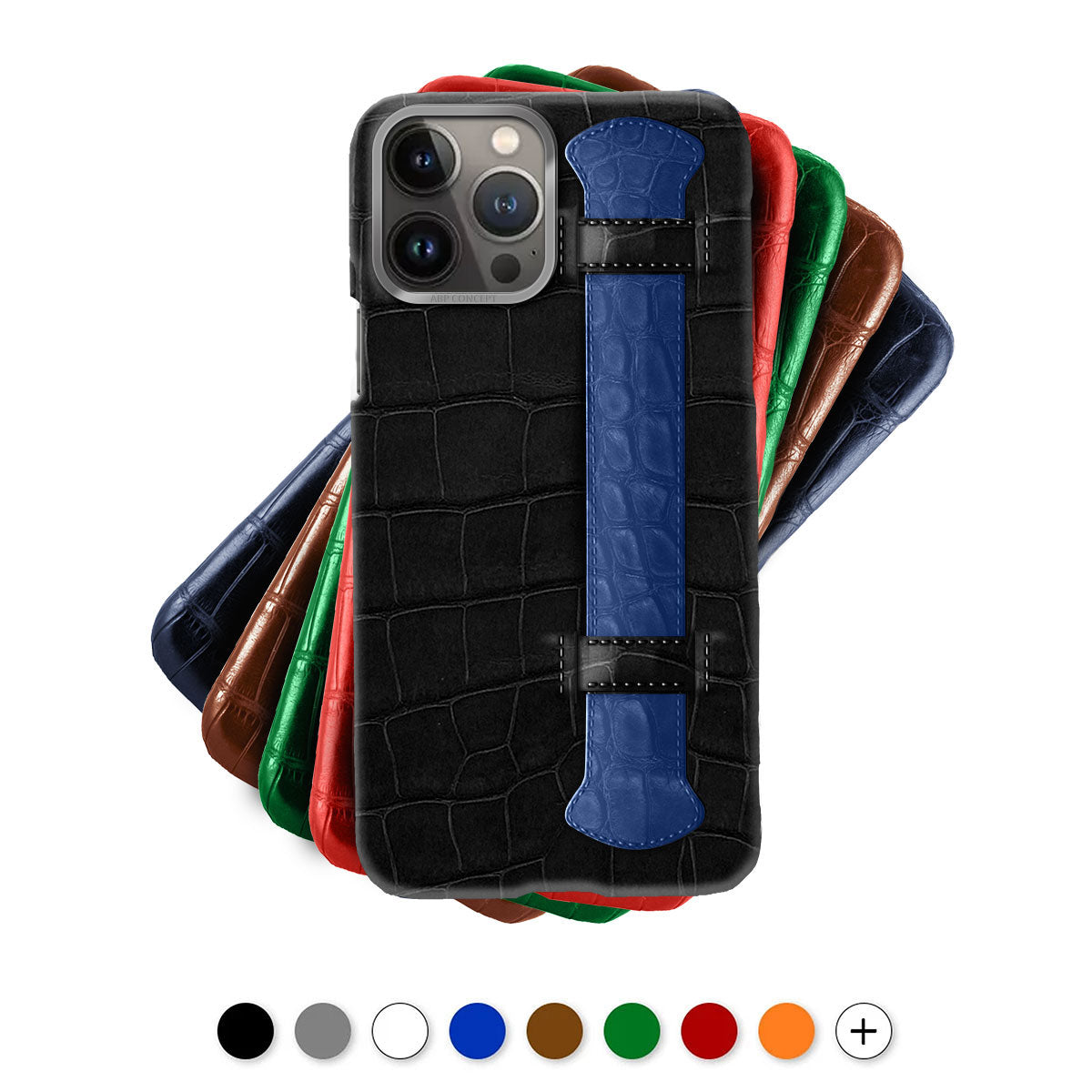 Coque cuir "strap case" pour iPhone 13 ( Pro / Max / Mini ) - Alligator