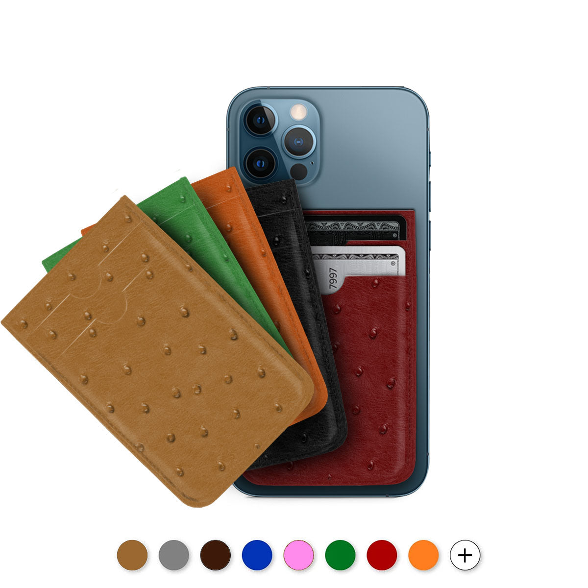 Wallet / credit card case with Magsafe for iPhone 14 and 13 (Pro, Pro Max) - Ostrich leather