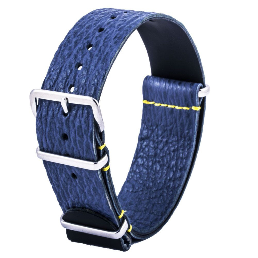 Omega Seamaster - Bracelet montre nato cuir - Requin bleu - watch band leather strap - ABP Concept -