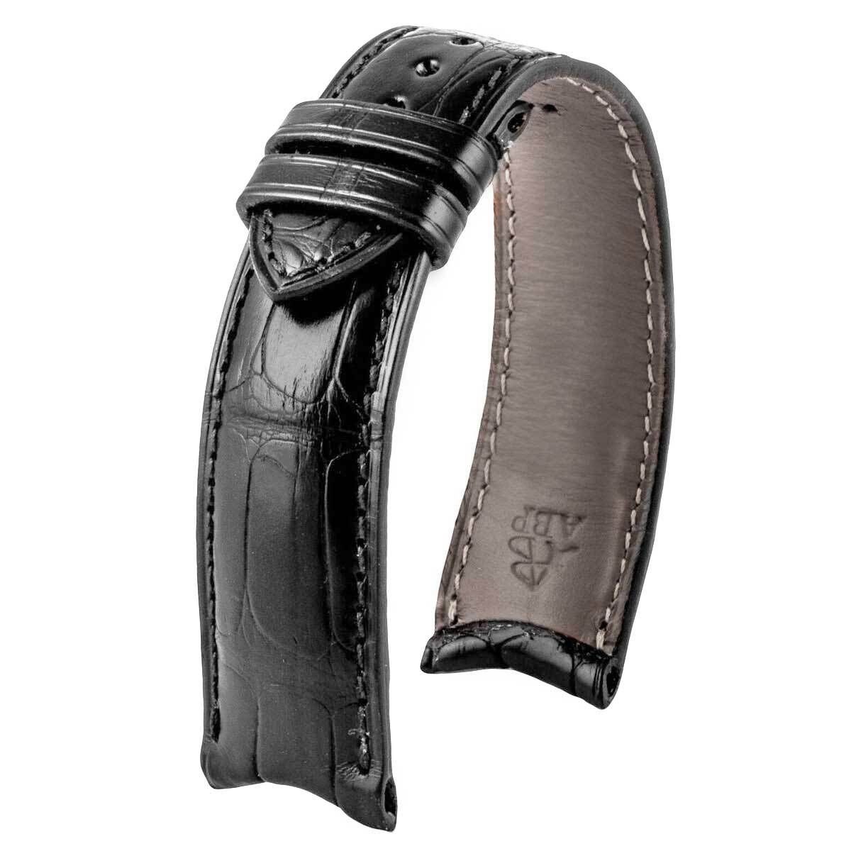 Anses courbes - Bracelet-montre cuir - Alligator (noir, marron, gris, bleu) - watch band leather strap - ABP Concept -