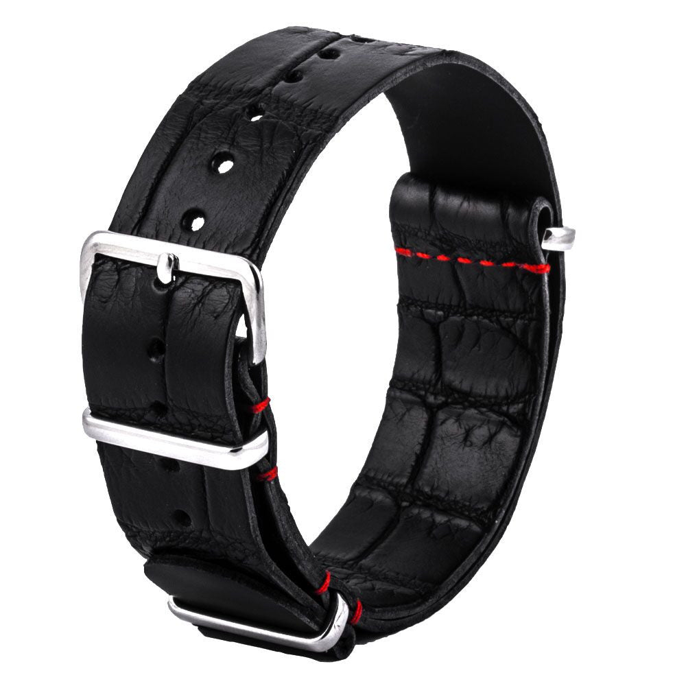 Tag Heuer Carrera - Bracelet montre nato cuir - Alligator noir - watch band leather strap - ABP Concept -