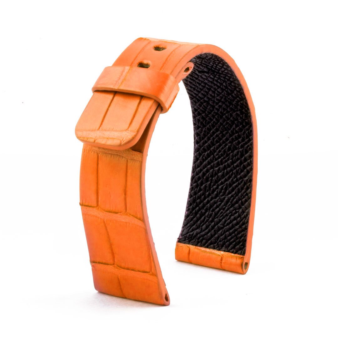 Apple Watch - Bracelet montre cuir - Alligator (noir, gris, bleu, vert, marron, rouge, orange...) - watch band leather strap - ABP Concept -