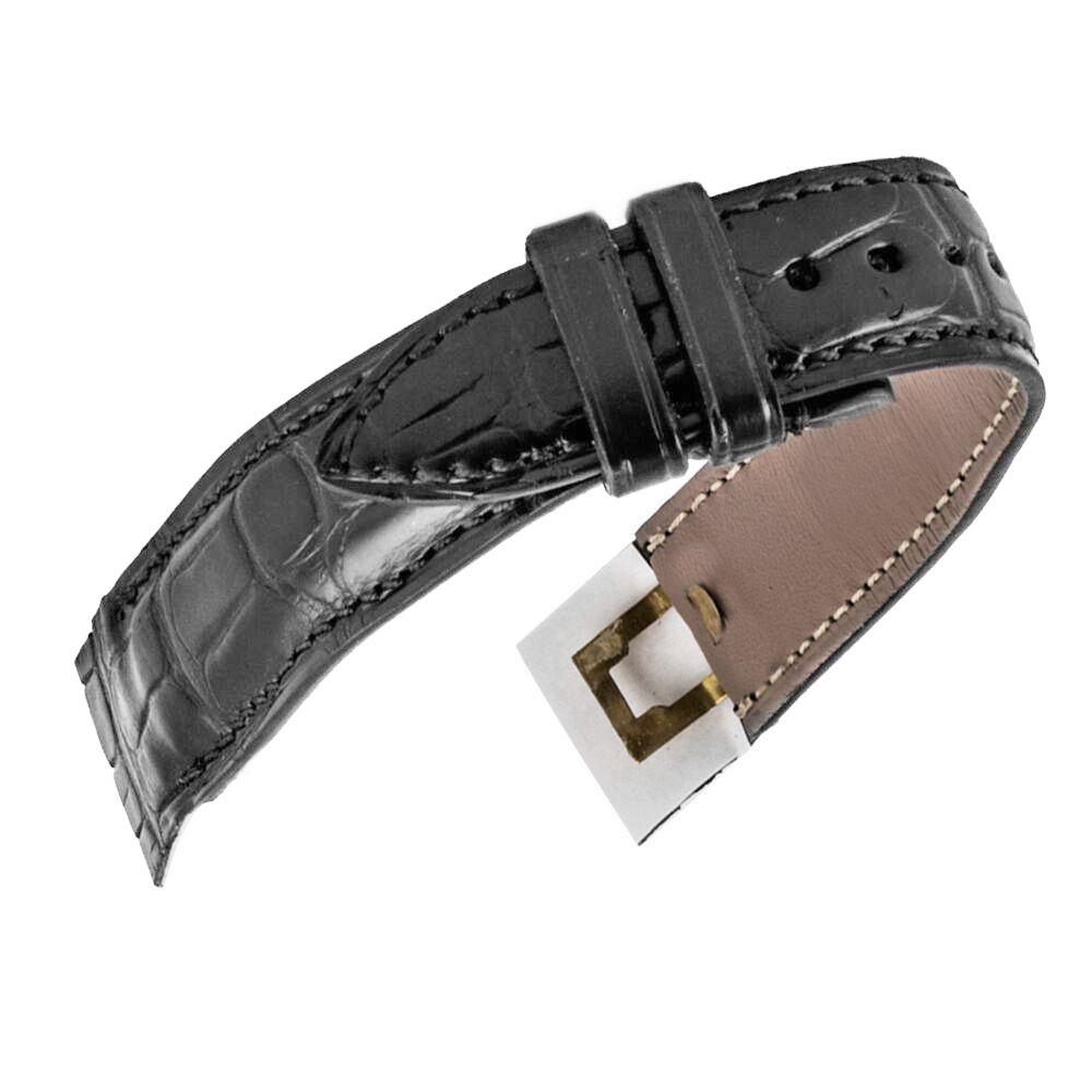 Attaches ouvertes Bracelet montre cuir Alligator noir paris