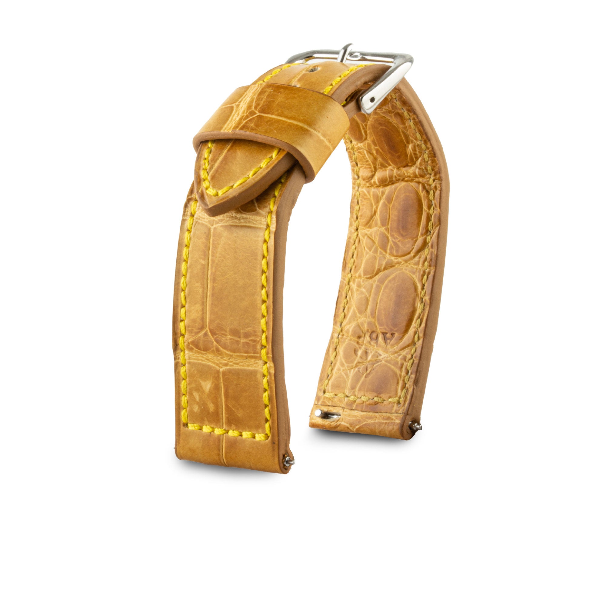 Leather watchband - Autumn strap - Alligator honey brown