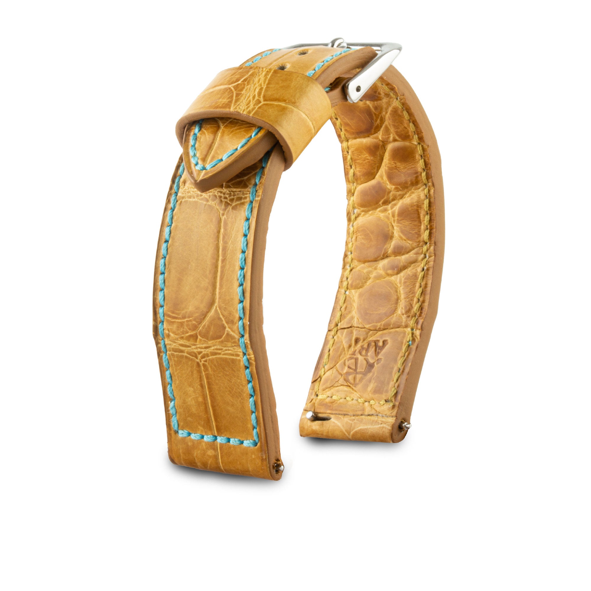 Bracelet montre cuir - Automne - Alligator radika miel