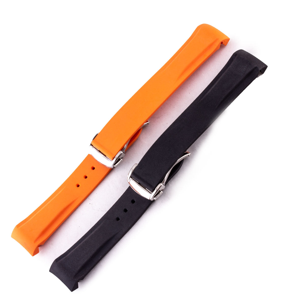 Omega Speedmaster / Seamaster - Bracelet-montre intégré caoutchouc  - Rubber (noir,orange) - watch band leather strap - ABP Concept -