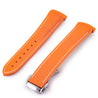 Omega Speedmaster / Seamaster - Bracelet montre caoutchouc - Rubber cousu (noir,orange) - watch band leather strap - ABP Concept -
