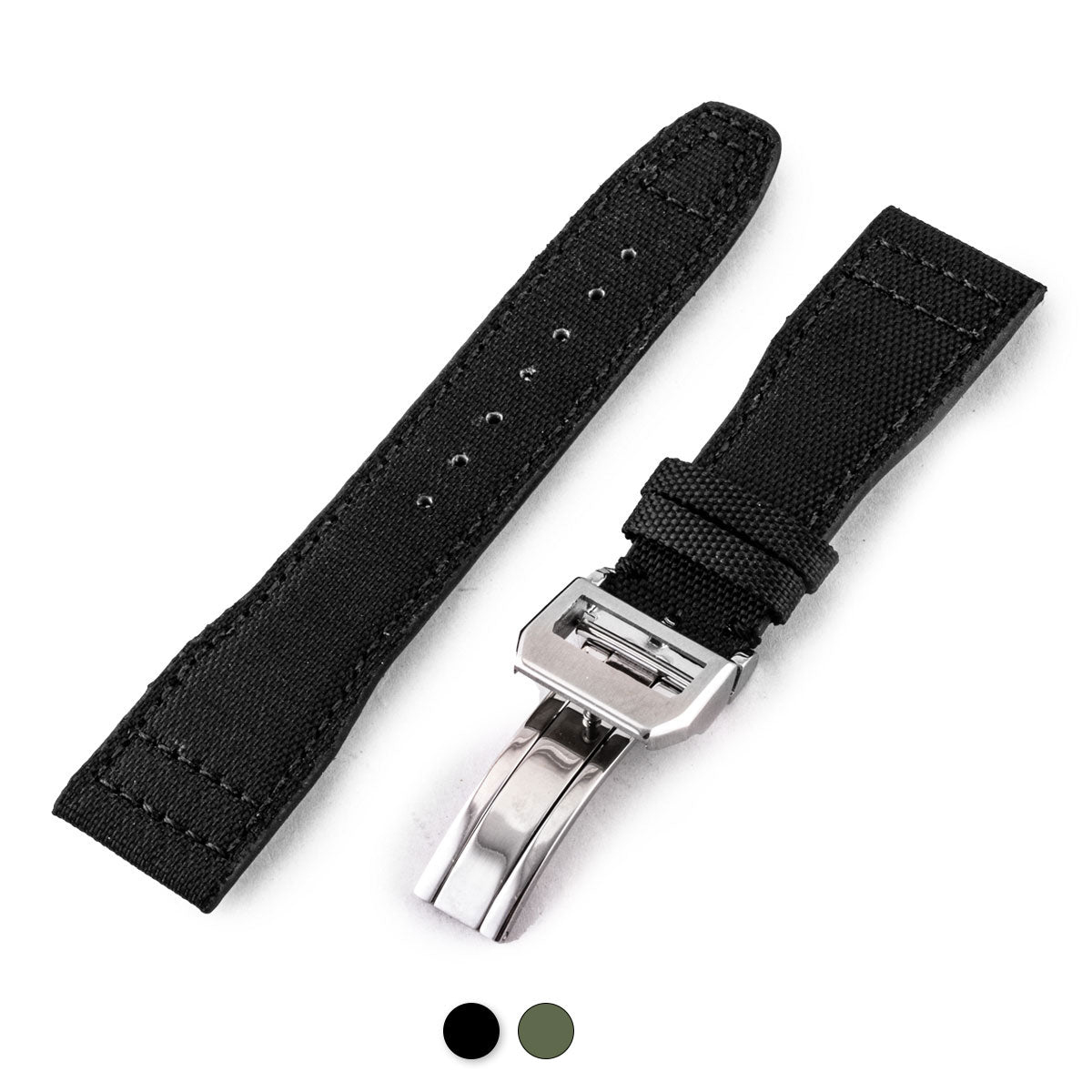 IWC Big Pilot - Cordura Type fabric watch band (black, kaki) - 22mm