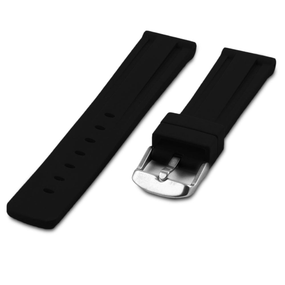 Bracelet montre caoutchouc - Rubber noir - watch band leather strap - ABP Concept -