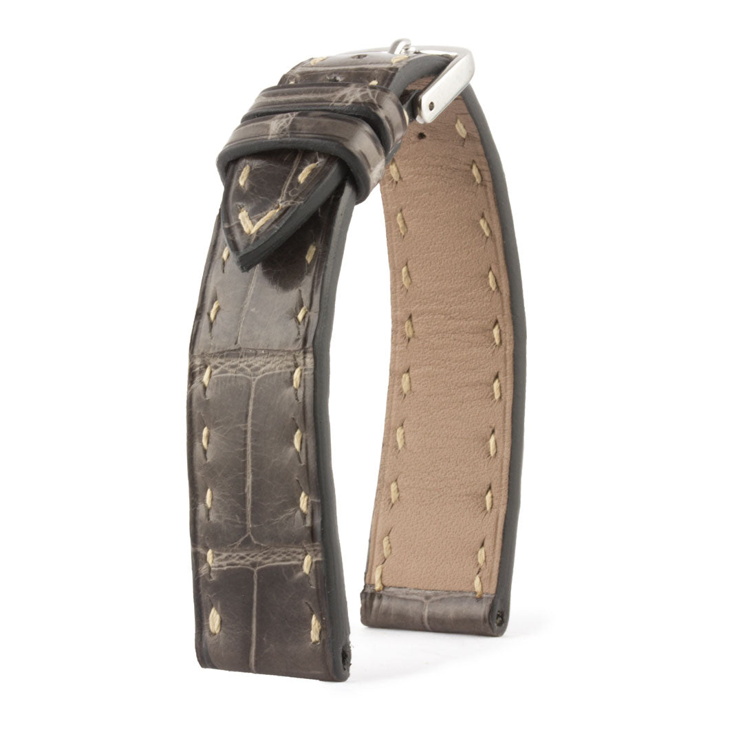 Jaeger Lecoultre Reverso - Bracelet de montre cuir - Alligator tannage waxé Marron, Gris, Bleu jean - watch band leather strap - ABP Concept -