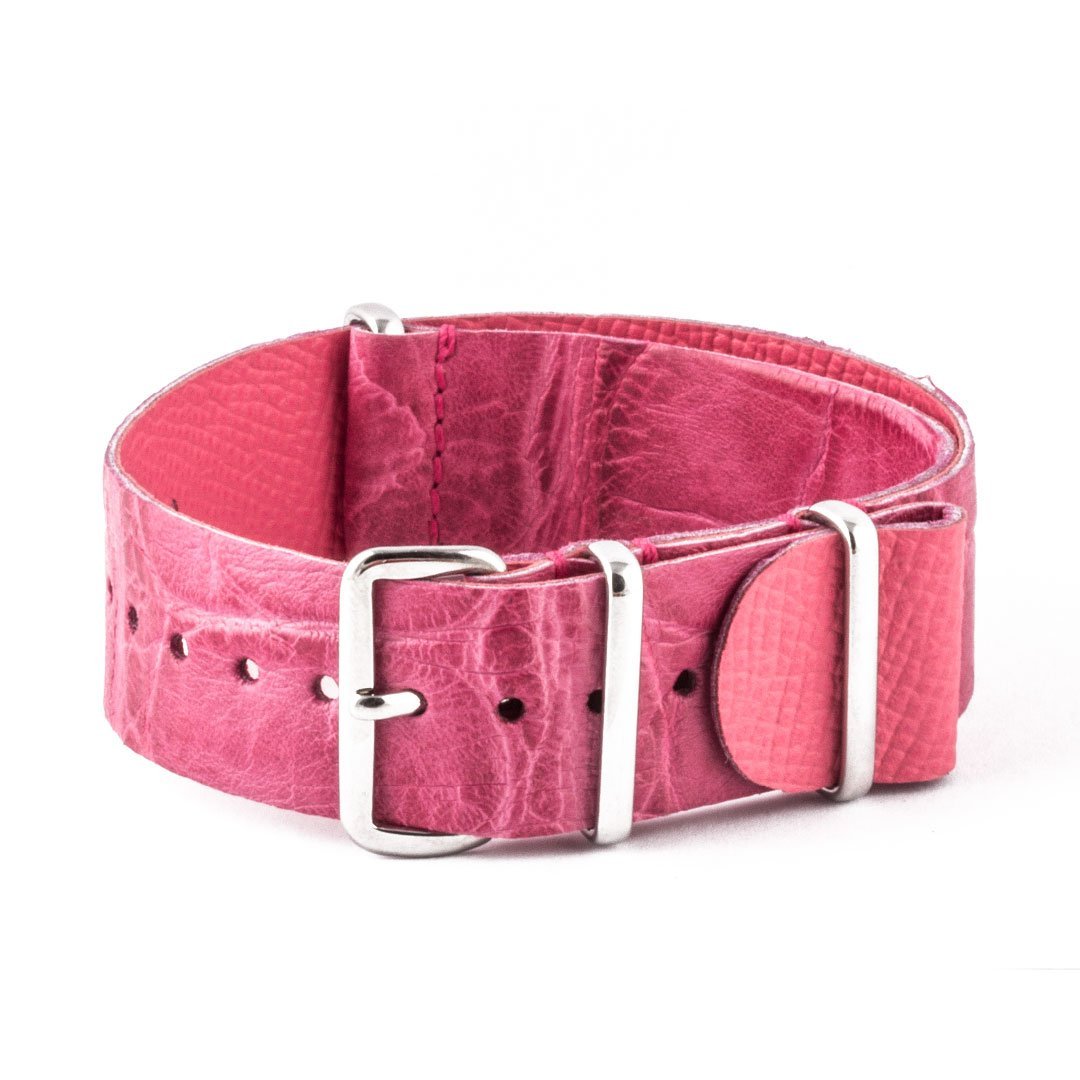 Pink Ostrich Leather NATO Watch Strap