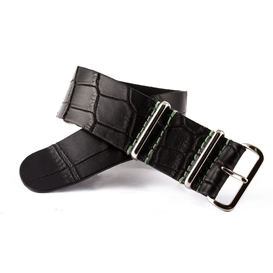 Panerai Luminor - Bracelet-montre Nato - Alligator (noir, marron) - watch band leather strap - ABP Concept -