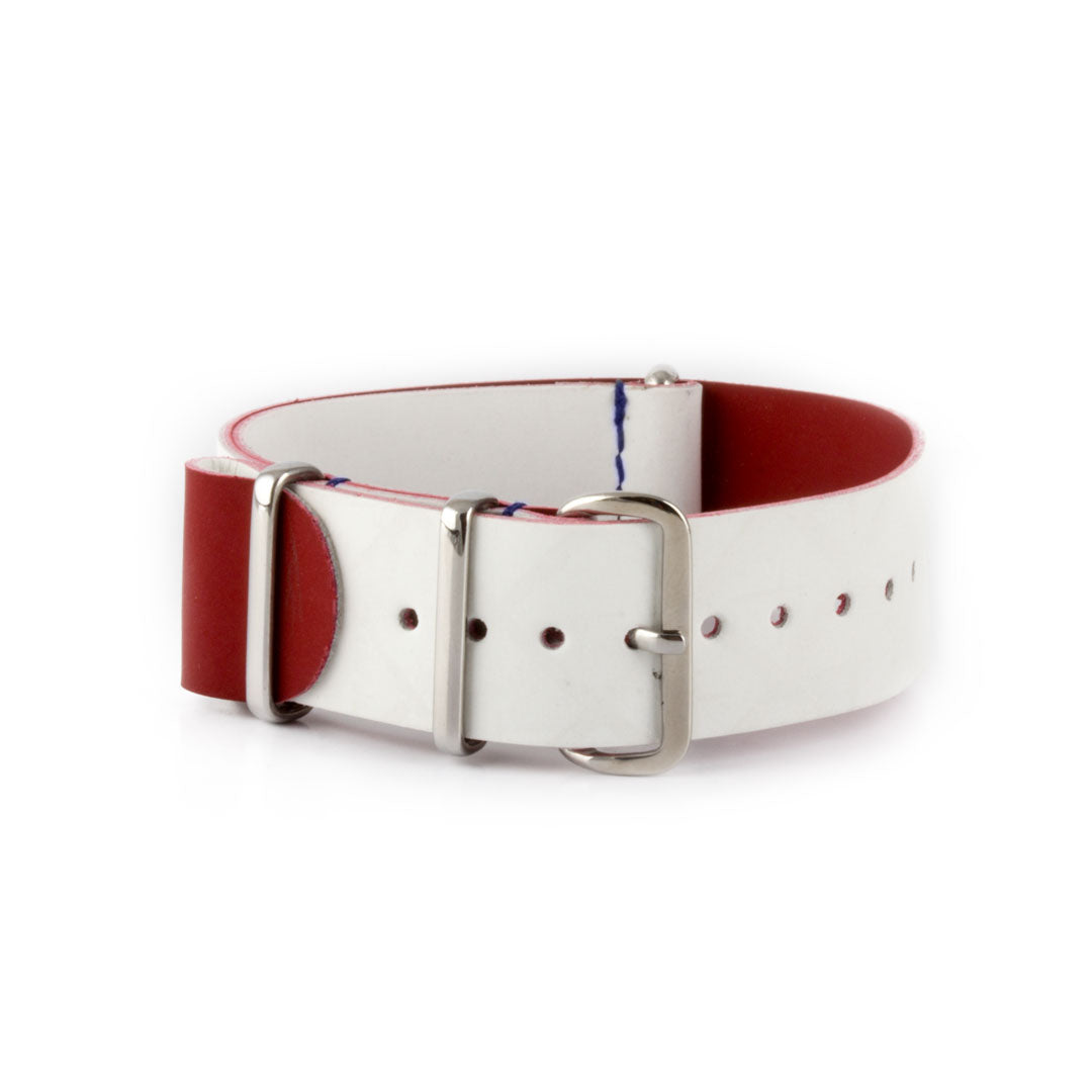 République - Bracelet NATO veau rubber - Blanc - watch band leather strap - ABP Concept -