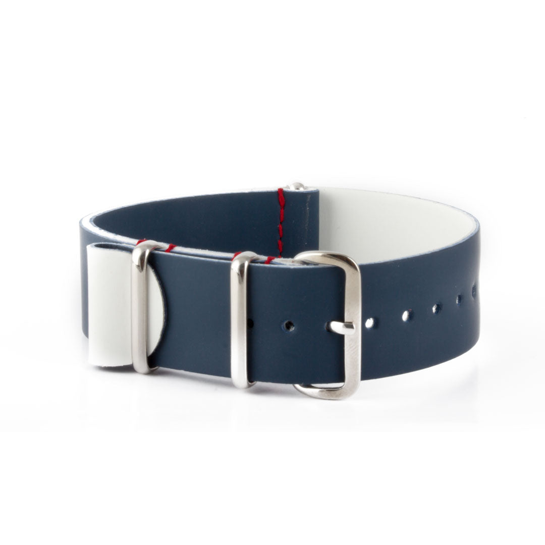 République - Bracelet NATO veau rubber - Bleu - watch band leather strap - ABP Concept -