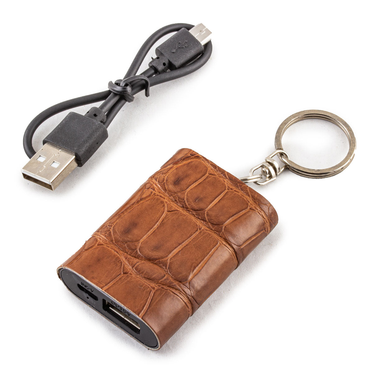 Mini Powerbank / batterie externe - Porte-clé - Alligator - Chargeur universel iPhone , Samsung , smartphone, tablette... ( noir, marron, gris)
