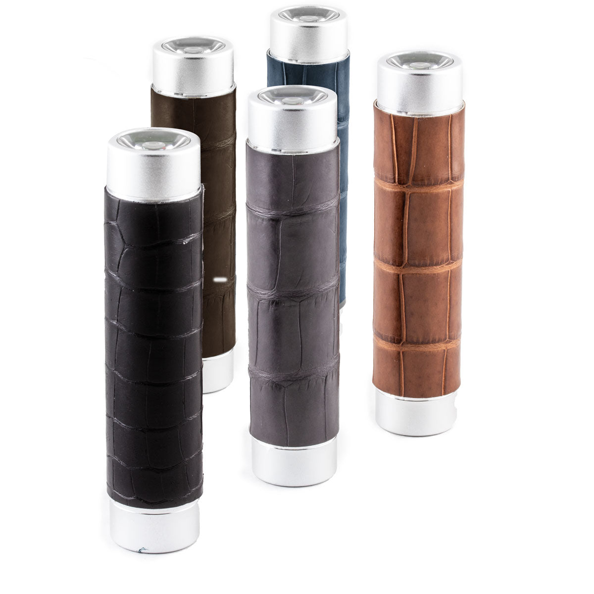 Mini batterie externe & lampes de poche - Alligator - Chargeur universel iPhone , Samsung , smartphone, tablette... ( noir, marron, gris)