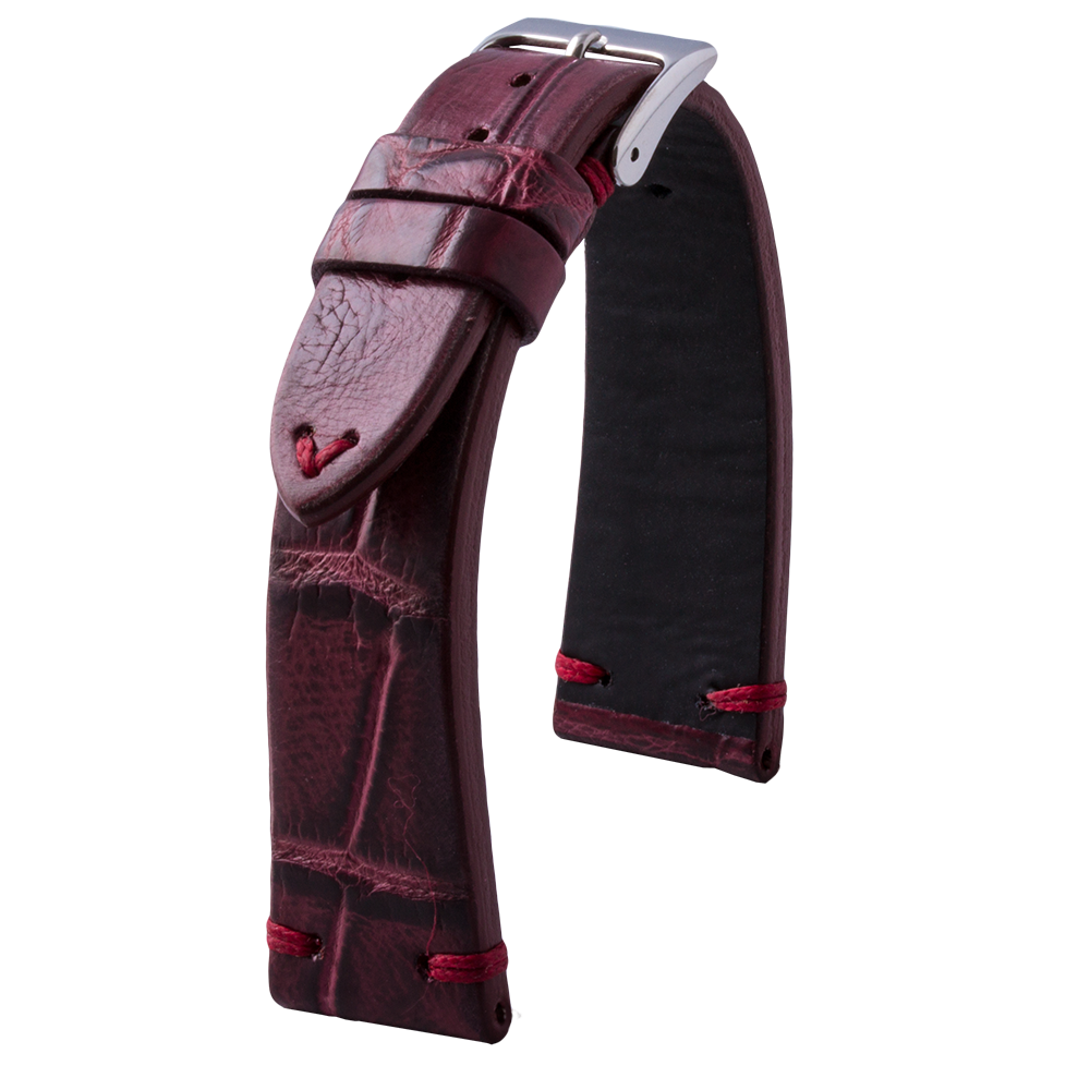 Vintage used strap Leather watchstrap Alligator (black, brown