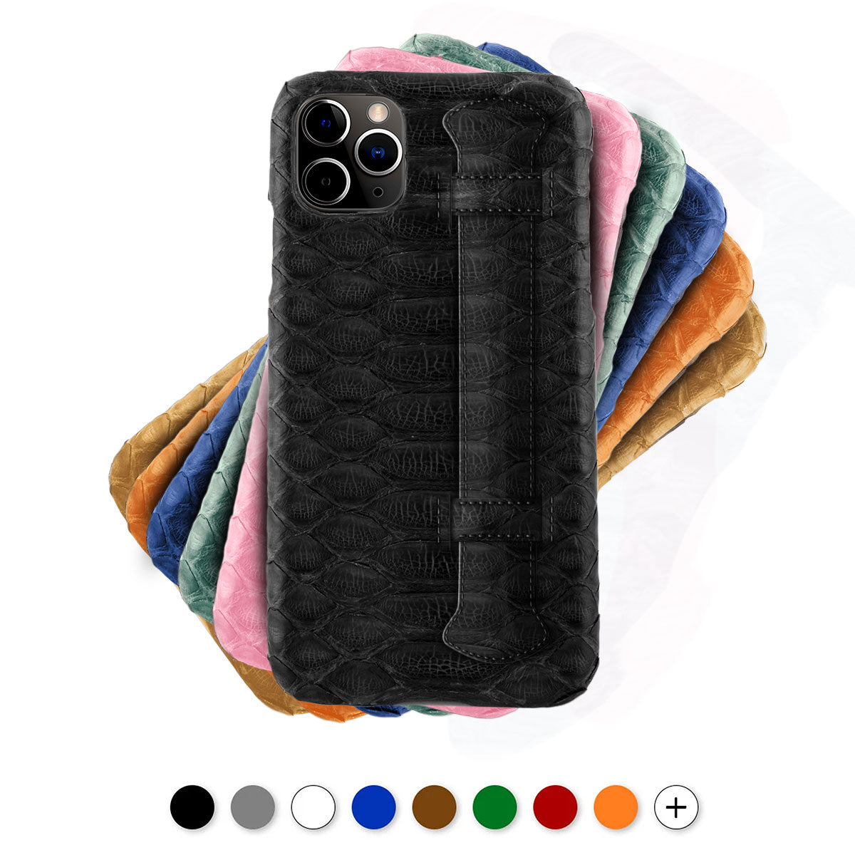 Leather iPhone " Strap case " with handle - iPhone 12 & 11 ( Pro / Max / Mini ) - Genuine Python