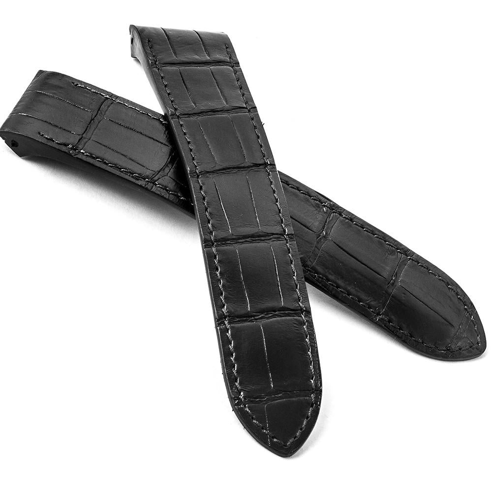 Cartier Santos 100 XL Leather watch band Alligator (black
