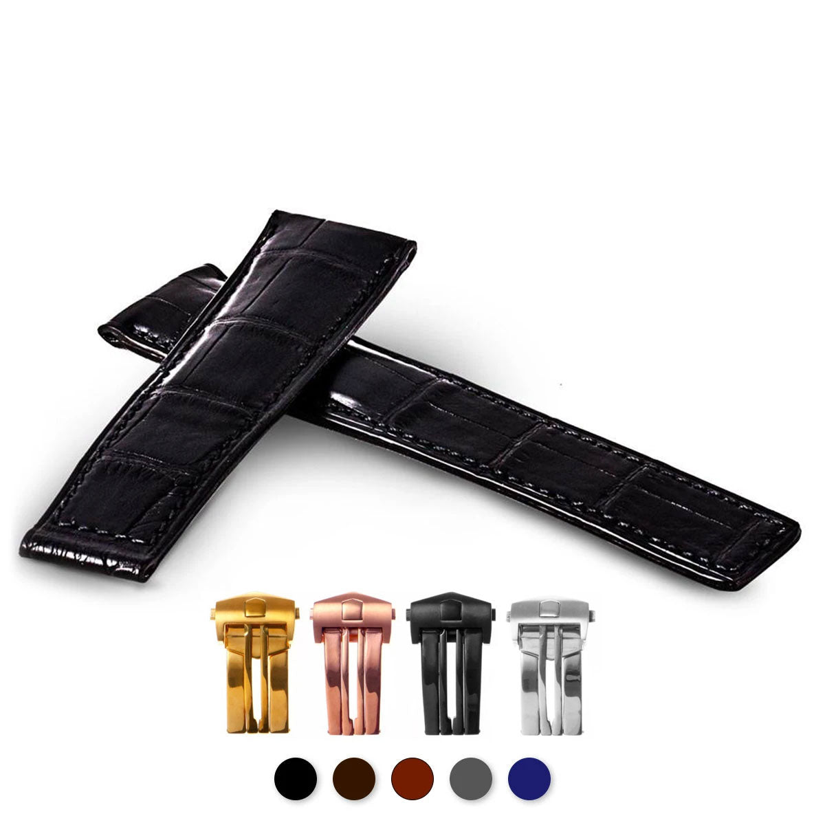Tag Heuer - Bracelet-montre cuir - Alligator (noir, marron foncé, marron moyen, gris, bleu)