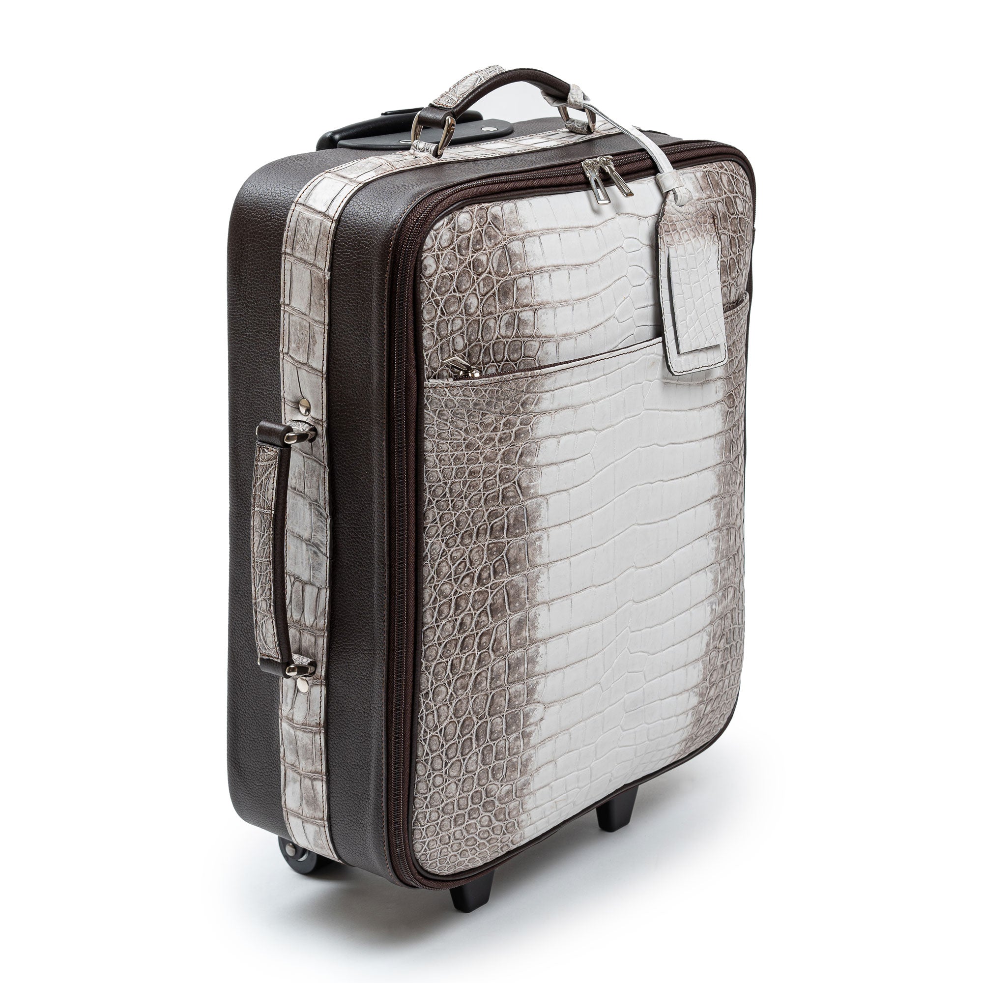 Leather suitcase Grey Himalaya crocodile Paris store – ABP Concept