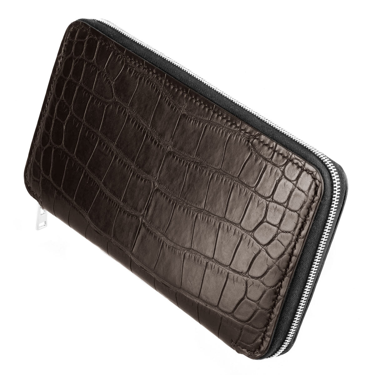 Luxury zipped wallet in alligator leather