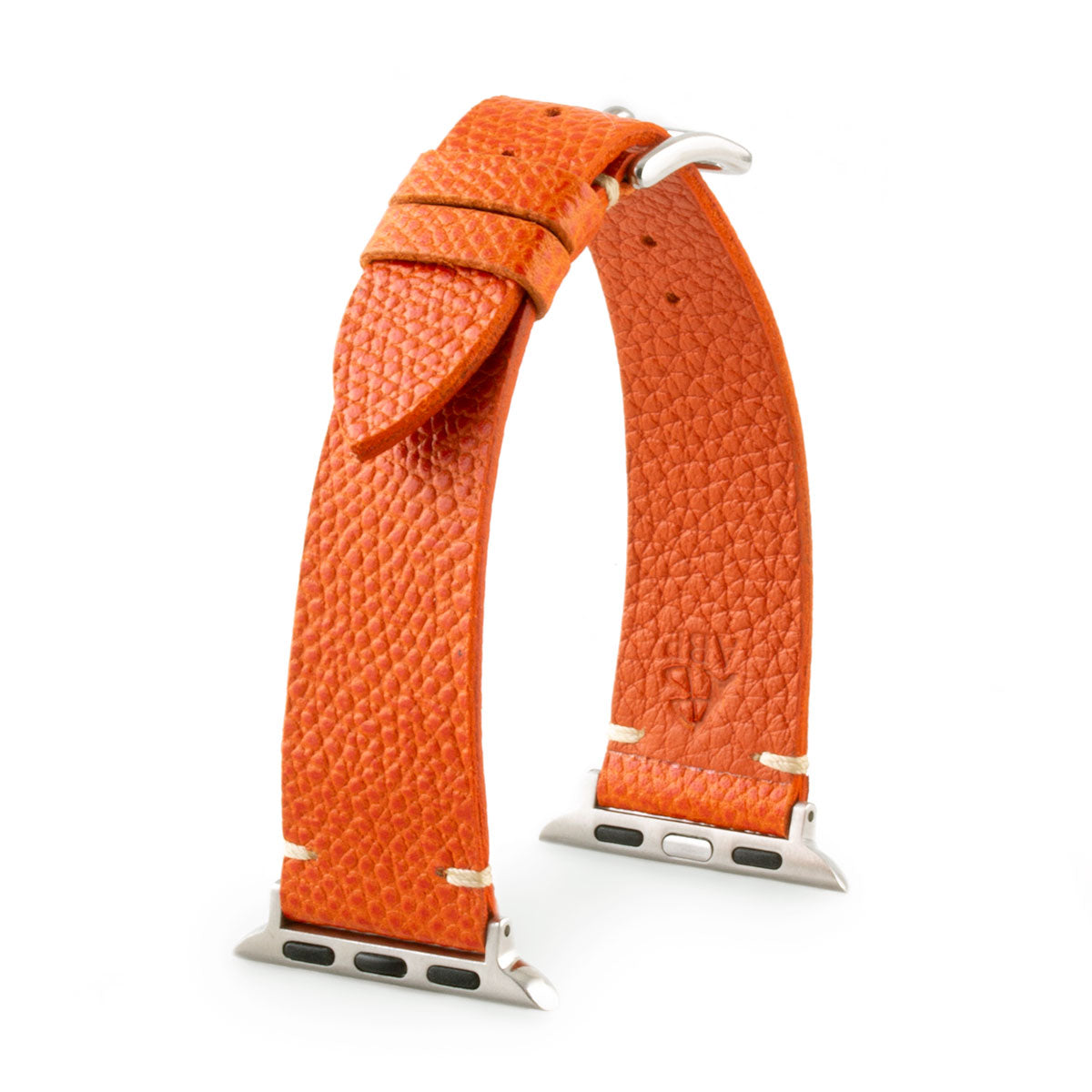 Bracelet Apple Watch strap Tribute to Hermès veau grainé grained calf orange