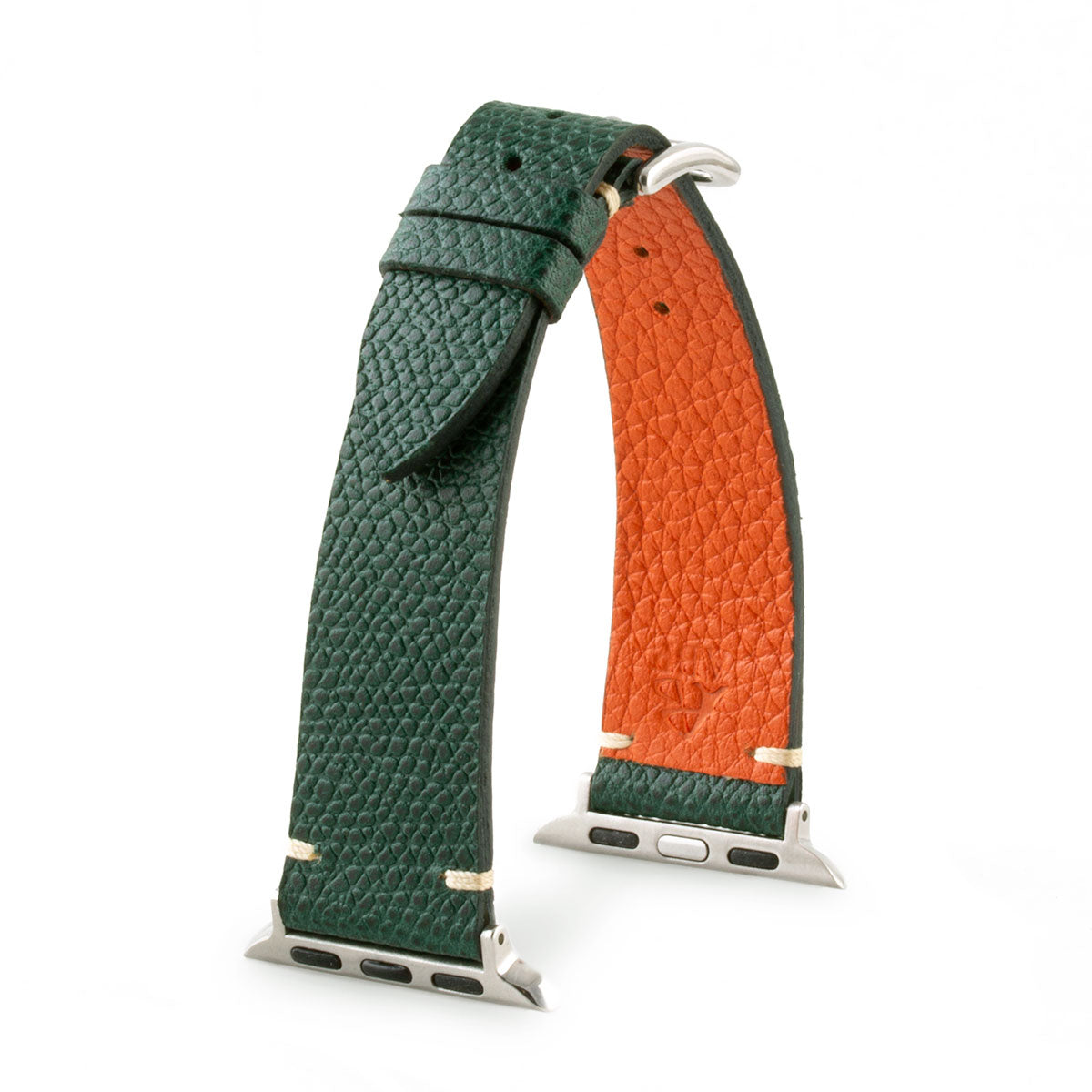 Bracelet Apple Watch strap Tribute to Hermès veau grainé grained calf vert green