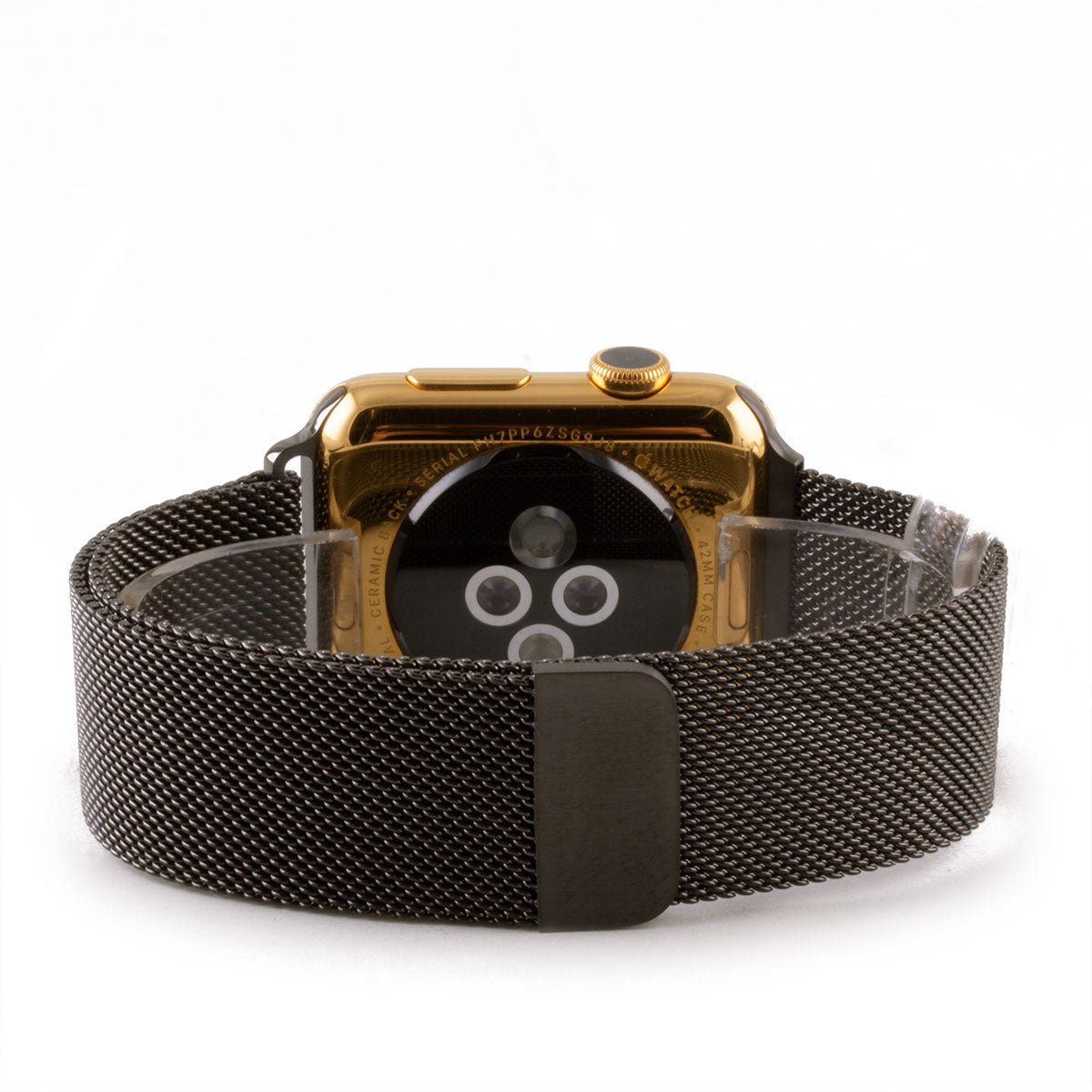 Apple Watch - Bracelet montre maille milanaise (acier, finition gunny, PVD noir)