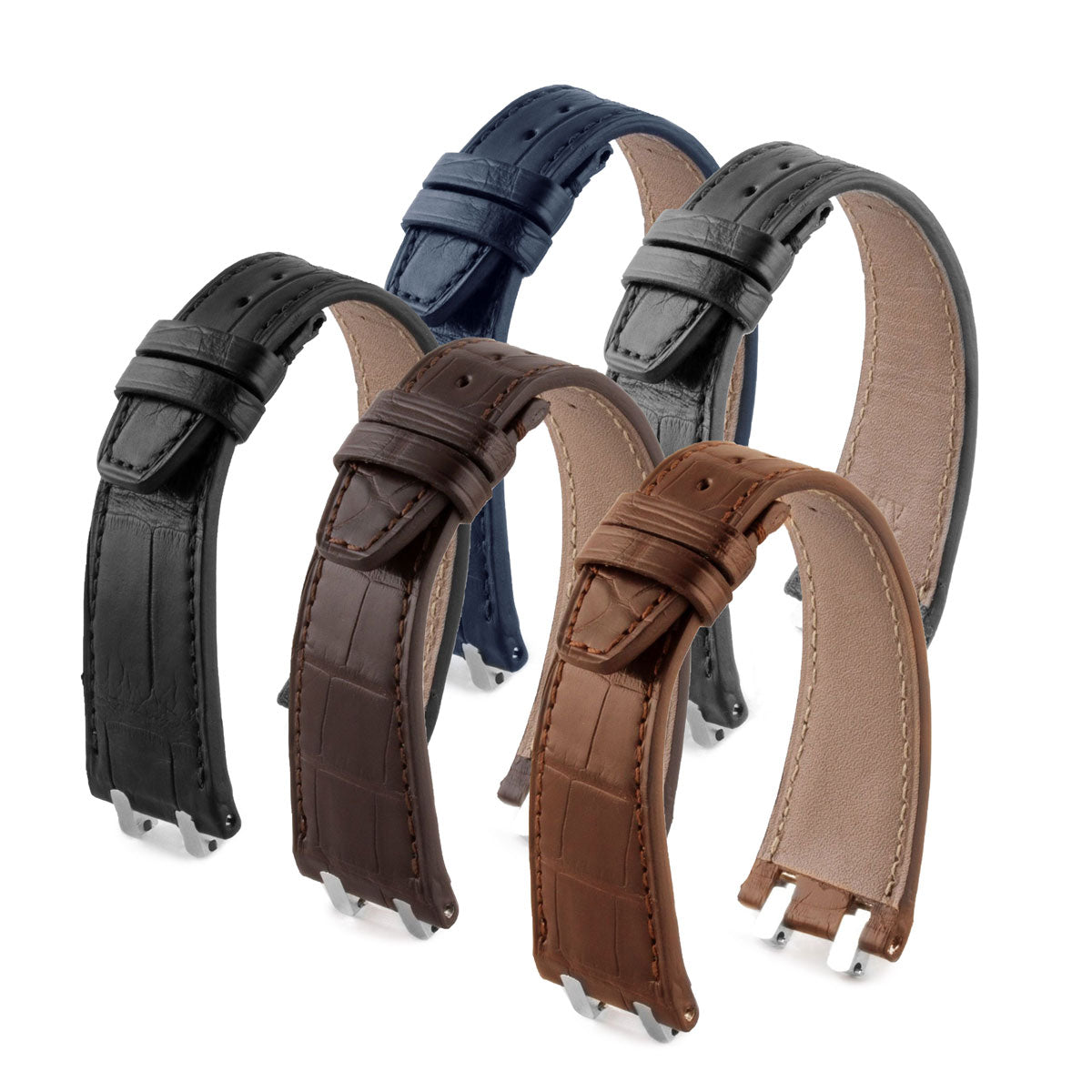 Audemars Piguet Royal Oak classique / Offshore / vintage - Bracelet-montre cuir - Alligator (noir / marron / gris / bleu) - watch band leather strap - ABP Concept -