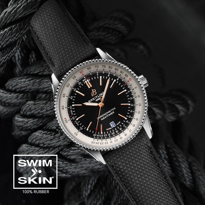 Rubber Strap Breitling Navitimer Black Steel Breitling Rubber B