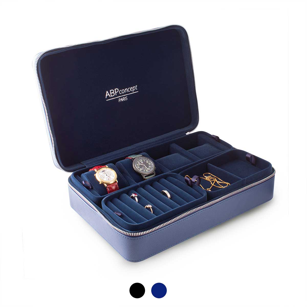 Boite montres / bijoux "Vendôme"- Etui voyage rangement 4 montres "Vendôme" watch / jewelry box storage travel case 4 watches