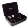 Boite montres / bijoux "Vendôme" ouverte - Etui voyage rangement 4 montres noir / Open "Vendôme" watch / jewelry box storage travel case 4 watches black